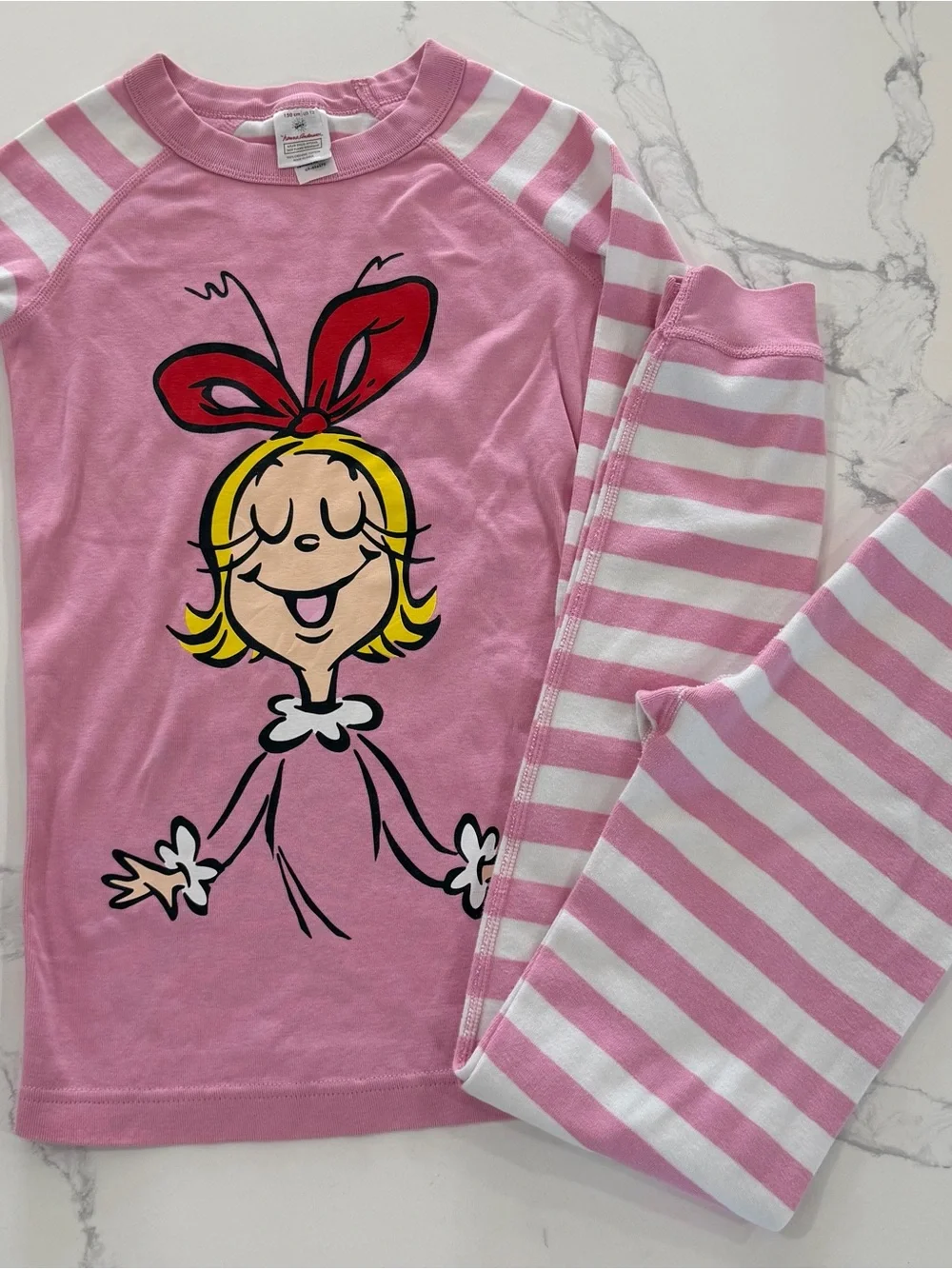 Hanna Andersson Dr. Seuss Cindy Lou Who Pink Striped Pajama Set Girls Size 12